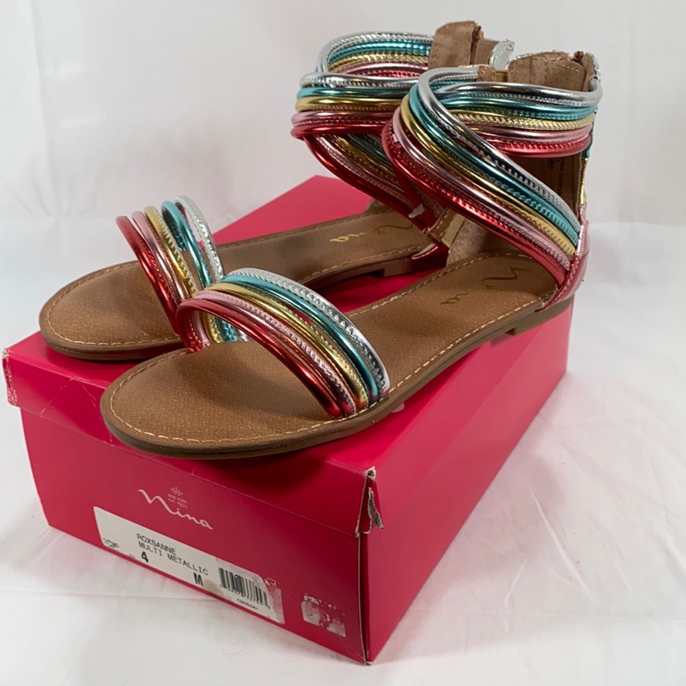 Kid’s Nina, multi metallic ROXSANNE sandal size 4
